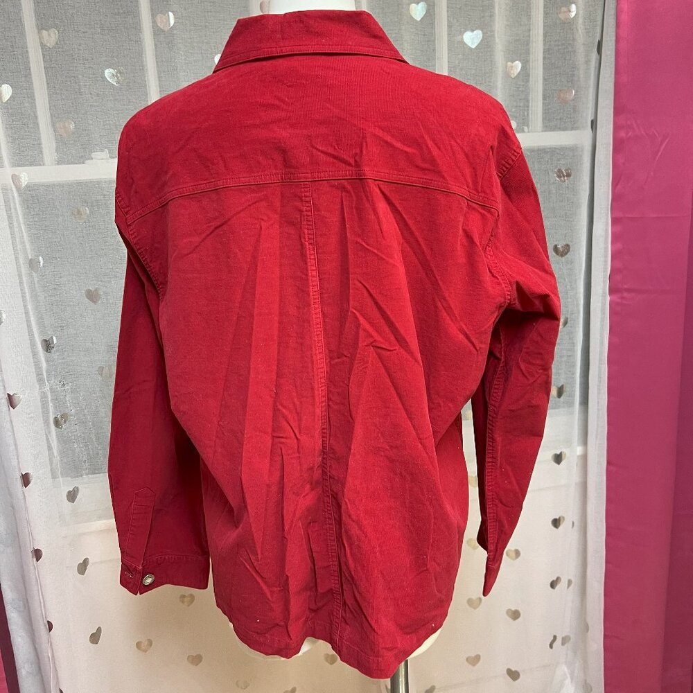 #147 Chico's Red Button-Down Dress Shirt Size 3 (16) - Picture 3 of 5